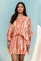 blush pink and ivory silk kaftan dress in matt silk to wear on vacation by Lindsey Brown