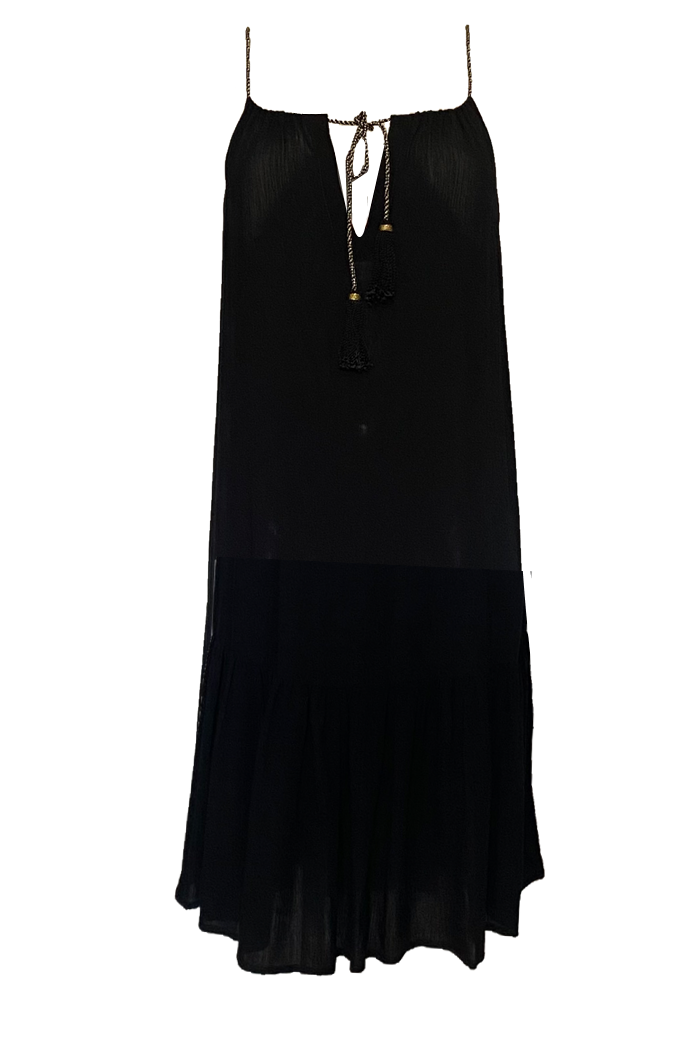 Black plus size short sleeveles sbeach dress by Lindsey Brown luxury resort wear
