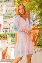 White aqua cotton beach dress by Lindsey Brown resort wear 