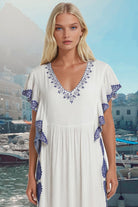 White cotton midi maxi dresses to wear on holiday by Lindsey Brown resort wear 