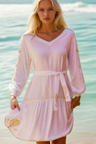 White cotton beach dresses by Lindsey Brown cotton resort wear 