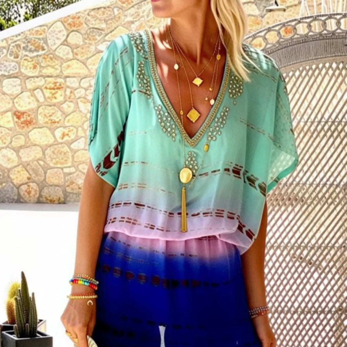 Aqua Bloused Silk Kaftans – Lindsey Brown