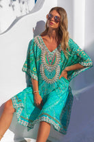 aqua silk printed designer beach cover ups by lindsey brown resort wear 