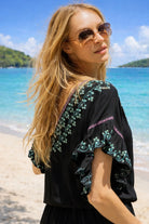 black embroidered cotton beach dress by lindsey brown resort wear 