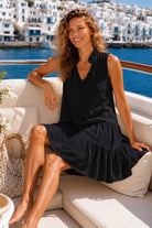 black cotton sleeveless beach dress by Lindsey Brown resort wear