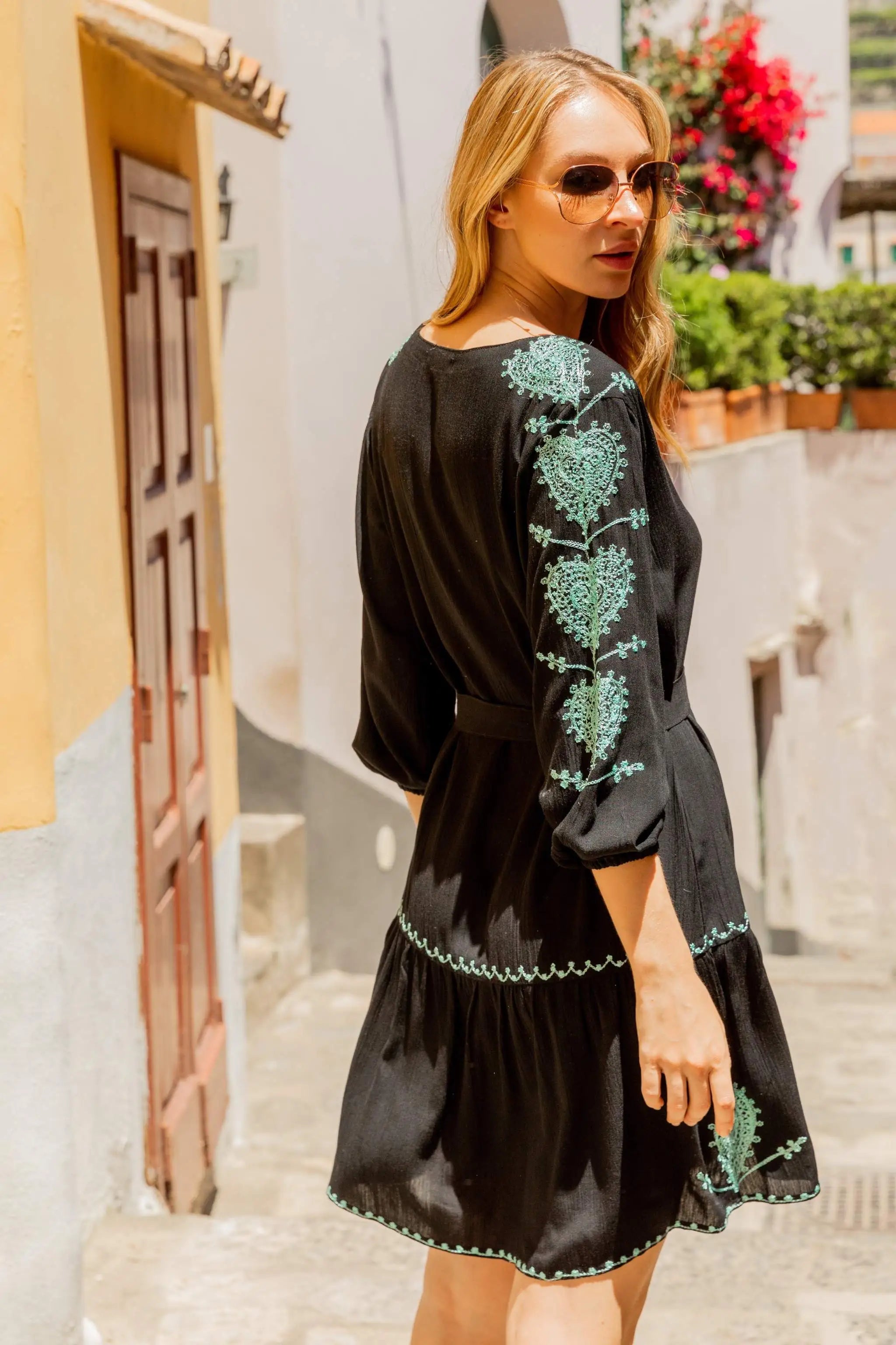 black cotton long sleeved beach dress dress by Lindsey Brown resort wear 