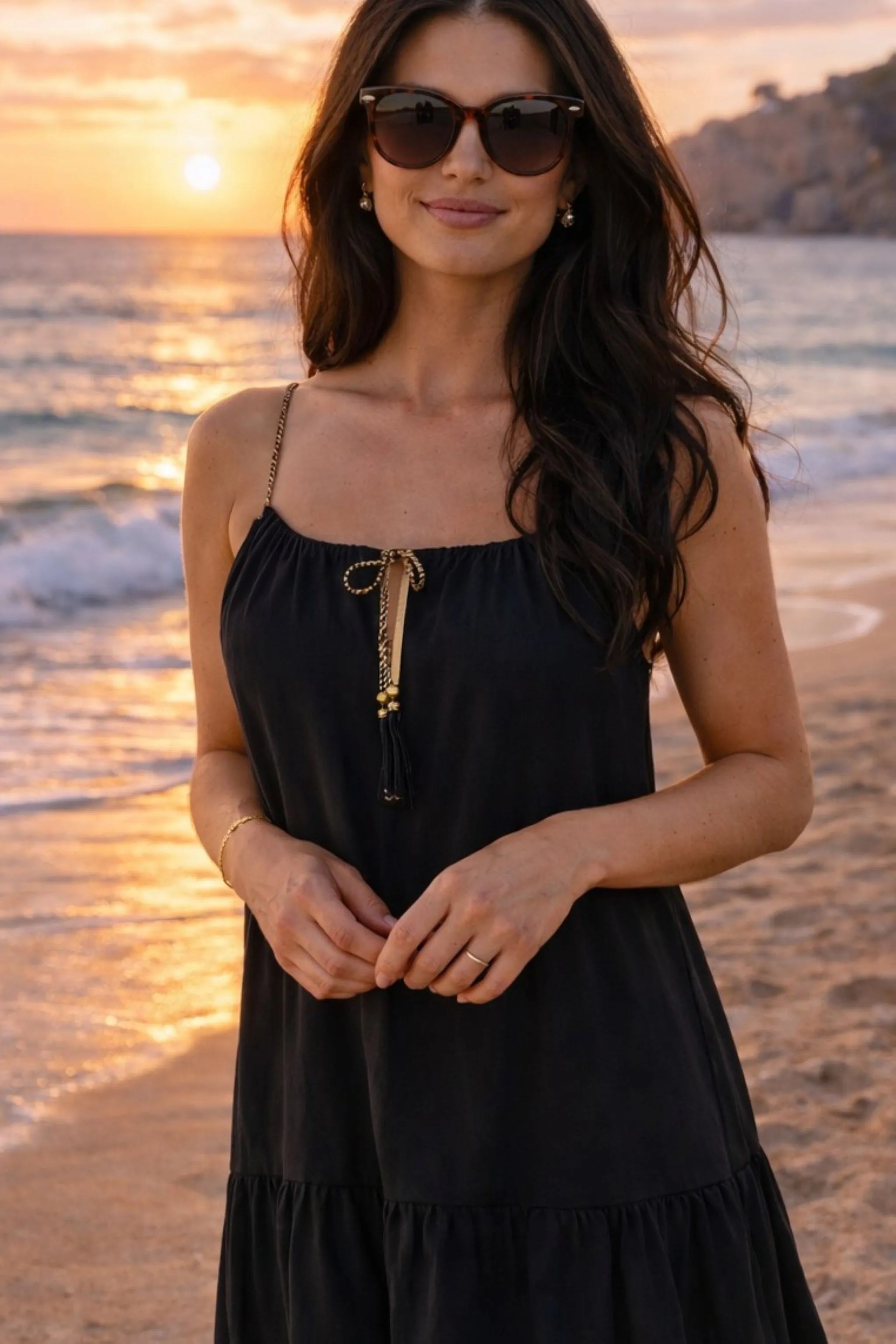 black cotton sleeveless beach dresses by lindsey brown resort wear 