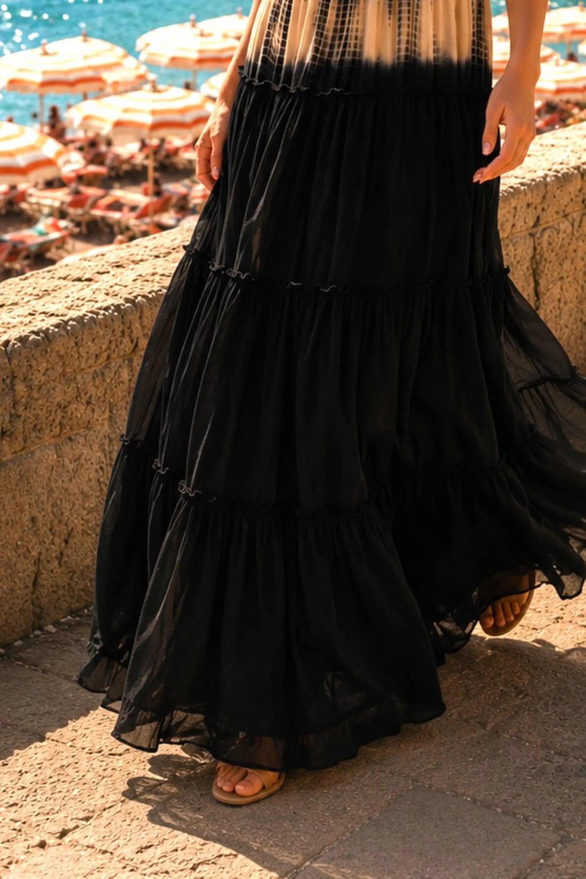 black sleeveless silk maxi dress to wear on holiday by lindsey brown