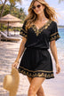 black cotton beach dress with pretty gold embroidery by lindsey brown