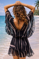 black pink v back bloused silk kaftan dress for luxury holidays by lindsey brown resort wear