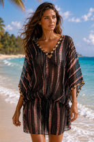 black silk drop waist kaftan by Lindsey Brown silk resort wear to wear on holiday