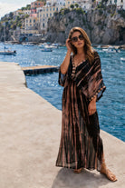 black silk maxi kaftans to wear on holiday by lindsey brown silk resort wear 
