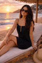 black cotton sleeveless beach dresses to wear in the Caribbean by lindsey brown resort wear 