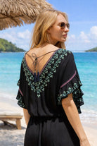 black cotton  v back beach dresses to wear on holiday by lindsey brown resort wear 