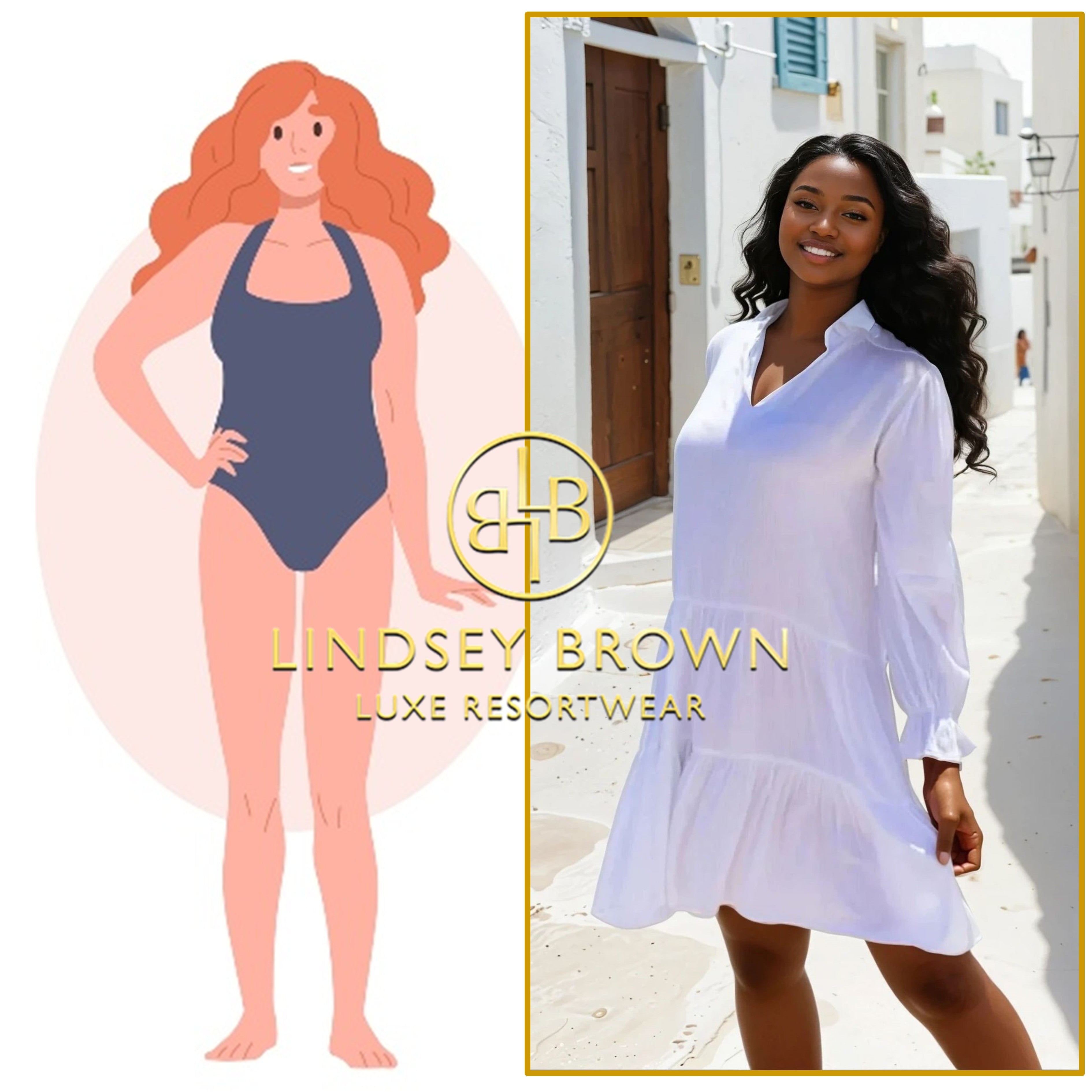 cotton flared beach dresses to suit an apple body shape 