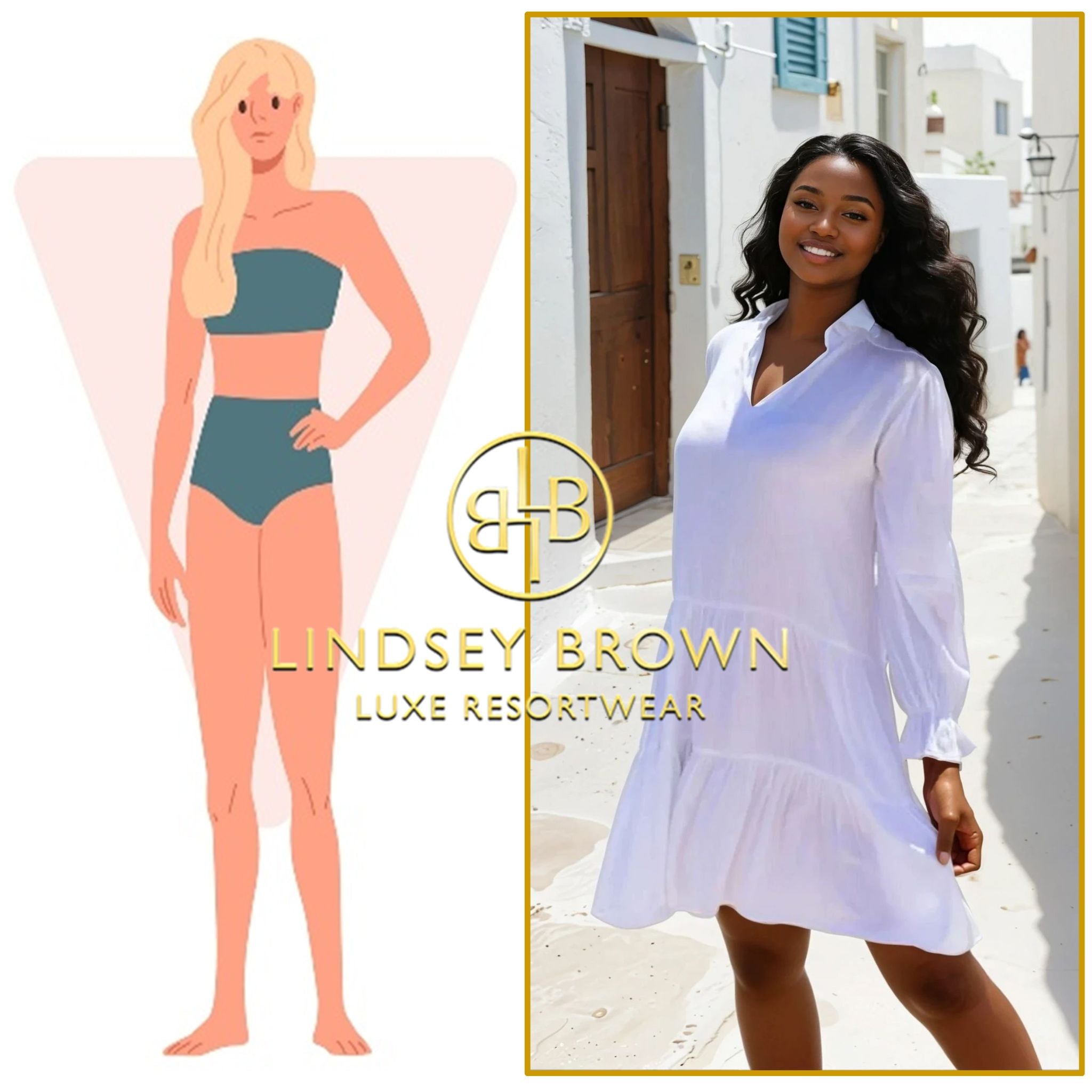 flared beach dress that suits an inverted triangle body shape by lindsey brown