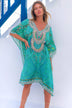 lindsey brown silk resort wear , aqua floaty designer beach cover ups