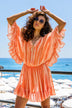 orange silk bloused designer kaftan to wear on holiday by Lindsey Brown resort wear 