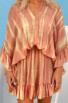 peach hand tie dye silk kaftan dress by Lindsey Brown resort wear