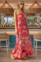  pink printed floaty maxi dress, effortlessly elegant and designed for sunshine holidays