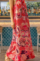 Bali by Lindsey Brown is a pink abstract printed maxi dress, effortlessly elegant and designed for sunshine-filled holidays.