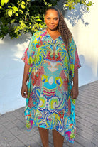 Plus Size beach cover-ups turquoise floaty silk beachwear coverups to wear on a Caribbean Cruise holiday