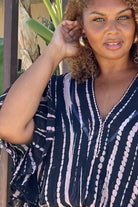 plus size black pink silk tie dye luxury resort wear kaftan dress by Linsdey Brown resort wear 