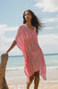 Pink Silk Knee length floaty silk beach cover up to wear over swimwear on holiday 