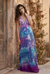 purple and blue sillk kimono maxi dress to wear over swimwear 