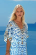 Blue silk crepe designer Beach Cover up