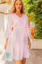 white aqua cotton beach dresses by Lindsey Brown cotton resort wear
