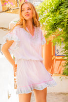 white cotton designer beach dress, elasticated drop waist 