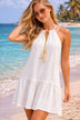 white cotton sleeveless beach dress by Lindsey Brown cotton resort wear