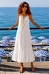 white cotton sleeveless maxi dress to wear on holiday by lindsey brown 
