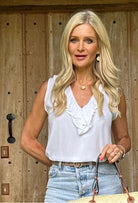 white sleeveless cotton summer holiday tops by lindsey brown resort wear 