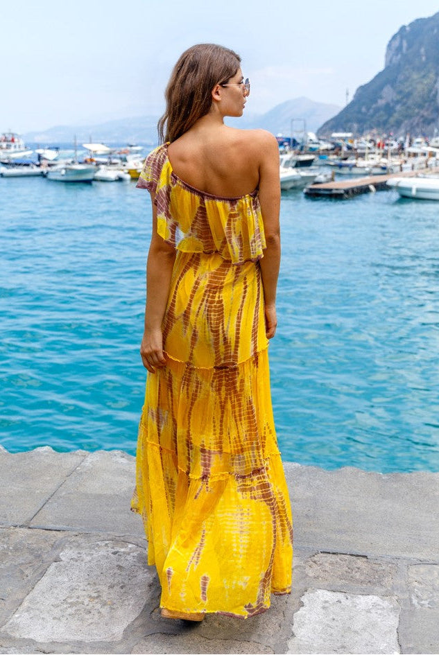 yellow stunning silk resort wear dresses by lindsey brown 
