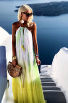 yellow stunning silk sleeveless resort wear dress to wear on holiday by lindsey brown resort wear 