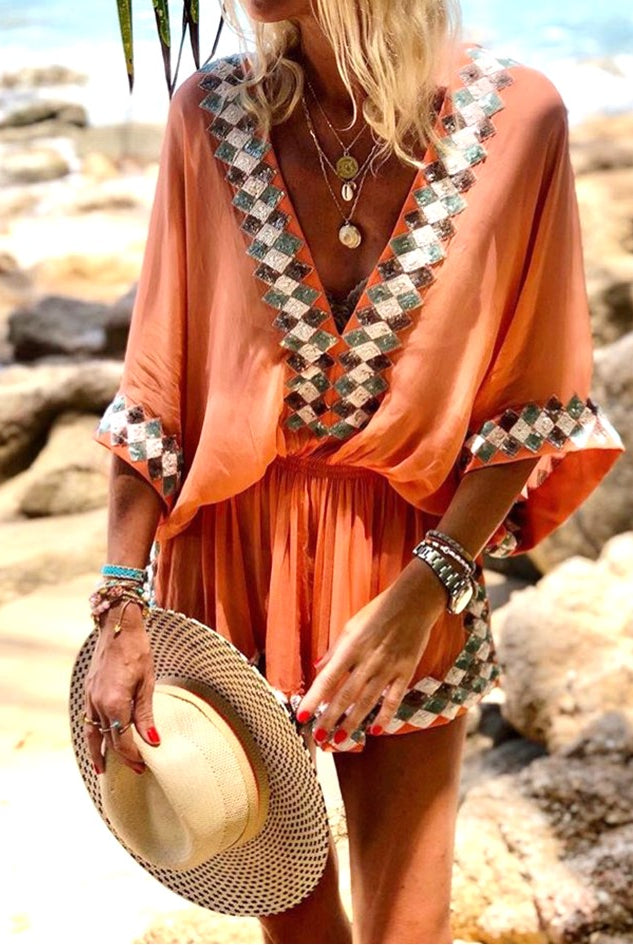 Anna Mavridis wears Lindsey Brown resort wear designer kaftans
