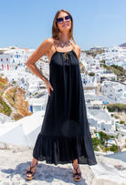 black designer maxi sun dress by Lindsey Brown resort wear 