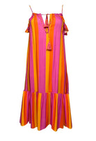 pink orange stripe sleeveless sun dress by lindsey brown resort wear 